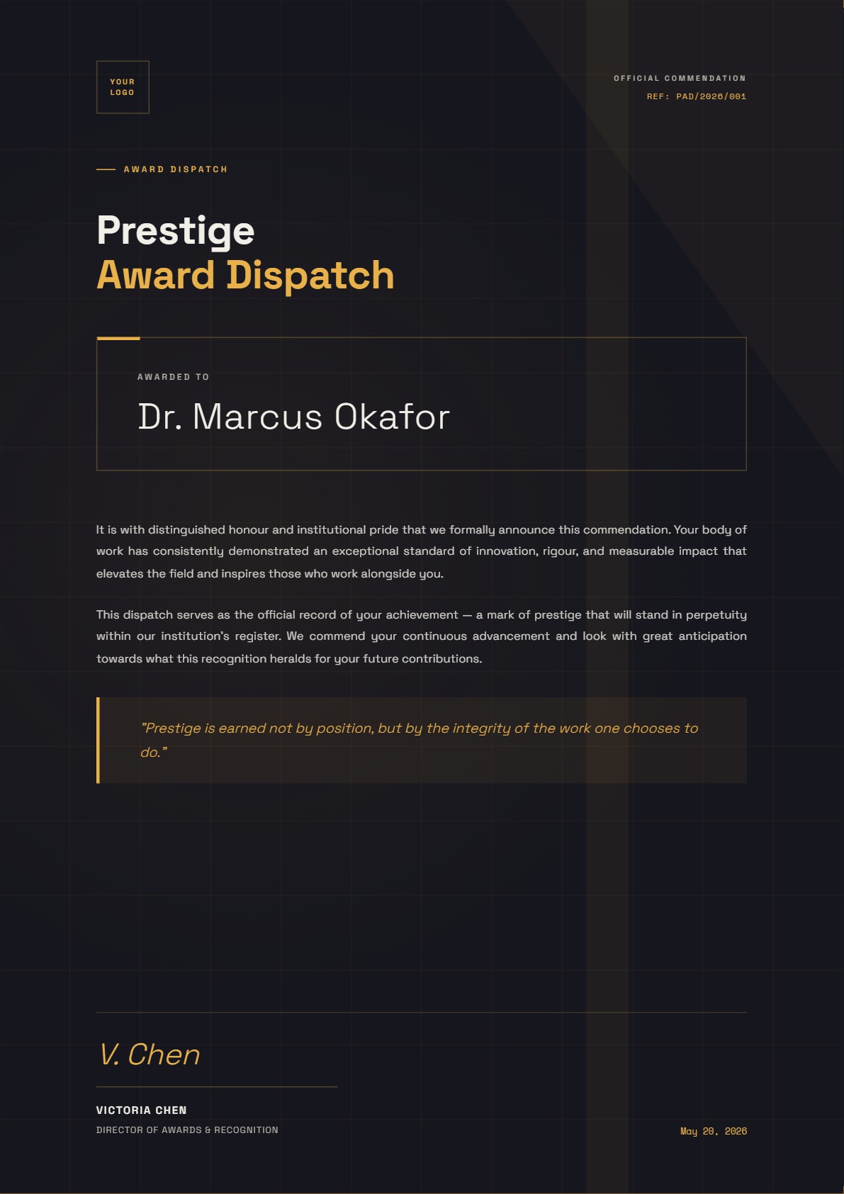 Prestige Award Dispatch