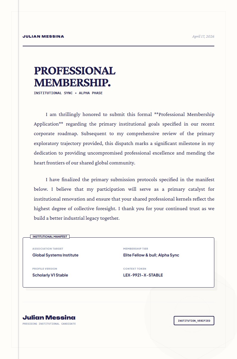 Professional Membership Application - Application Letter