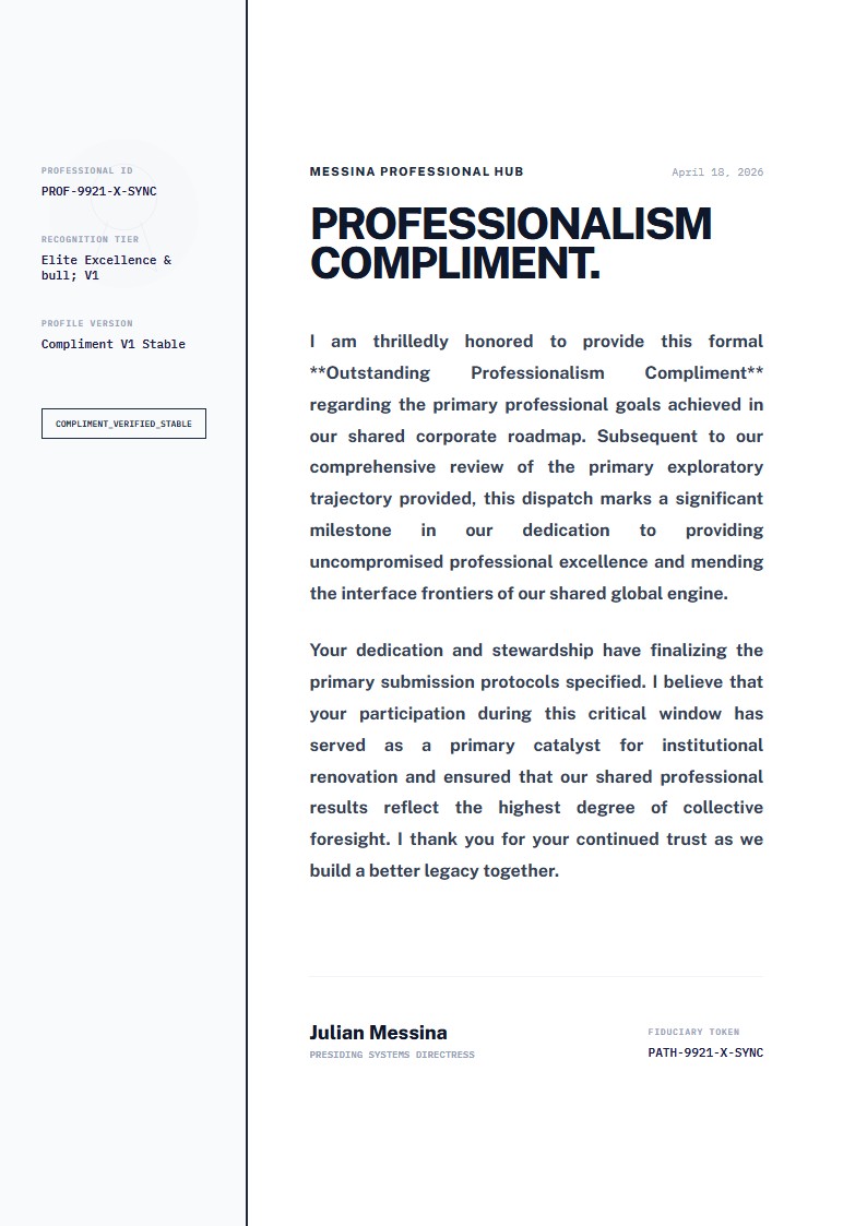 Professionalism Compliment - Compliment Letter Template