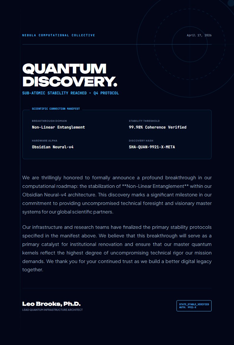 Quantum Computing Breakthrough Announcement - Announcement Letter