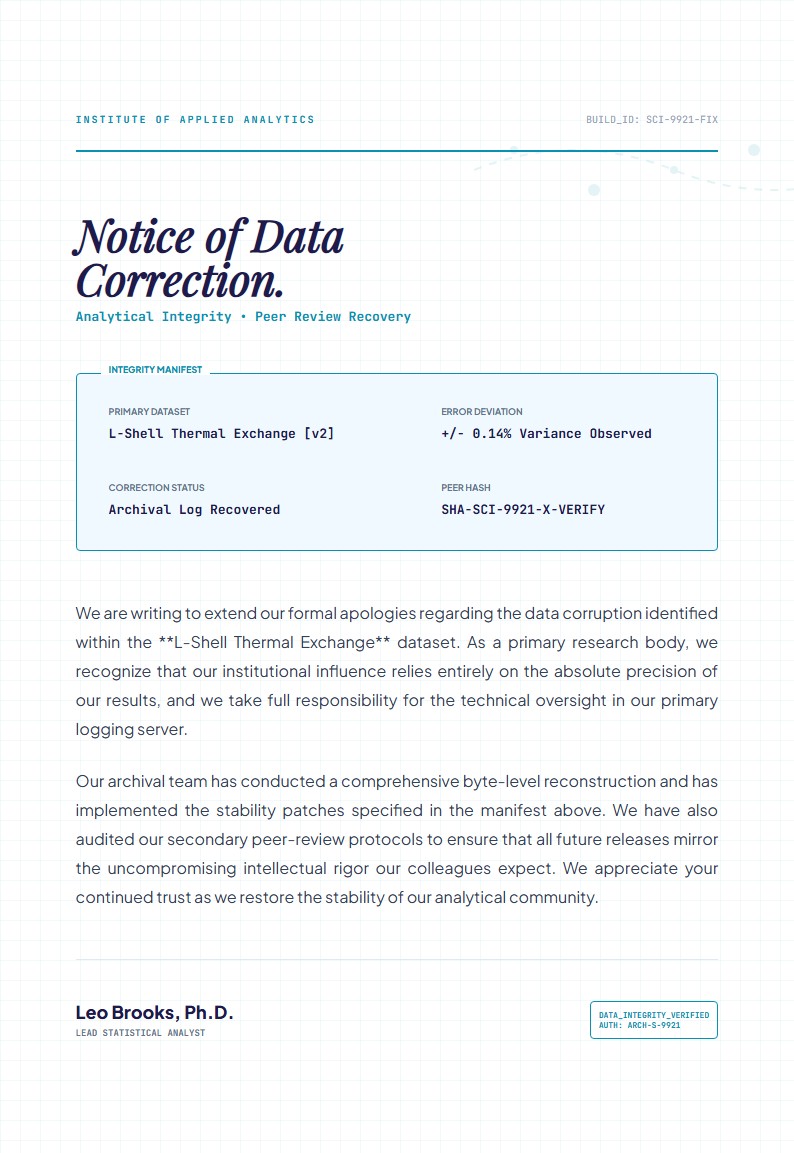Scientific Data Integrity Apology - Apology Letter