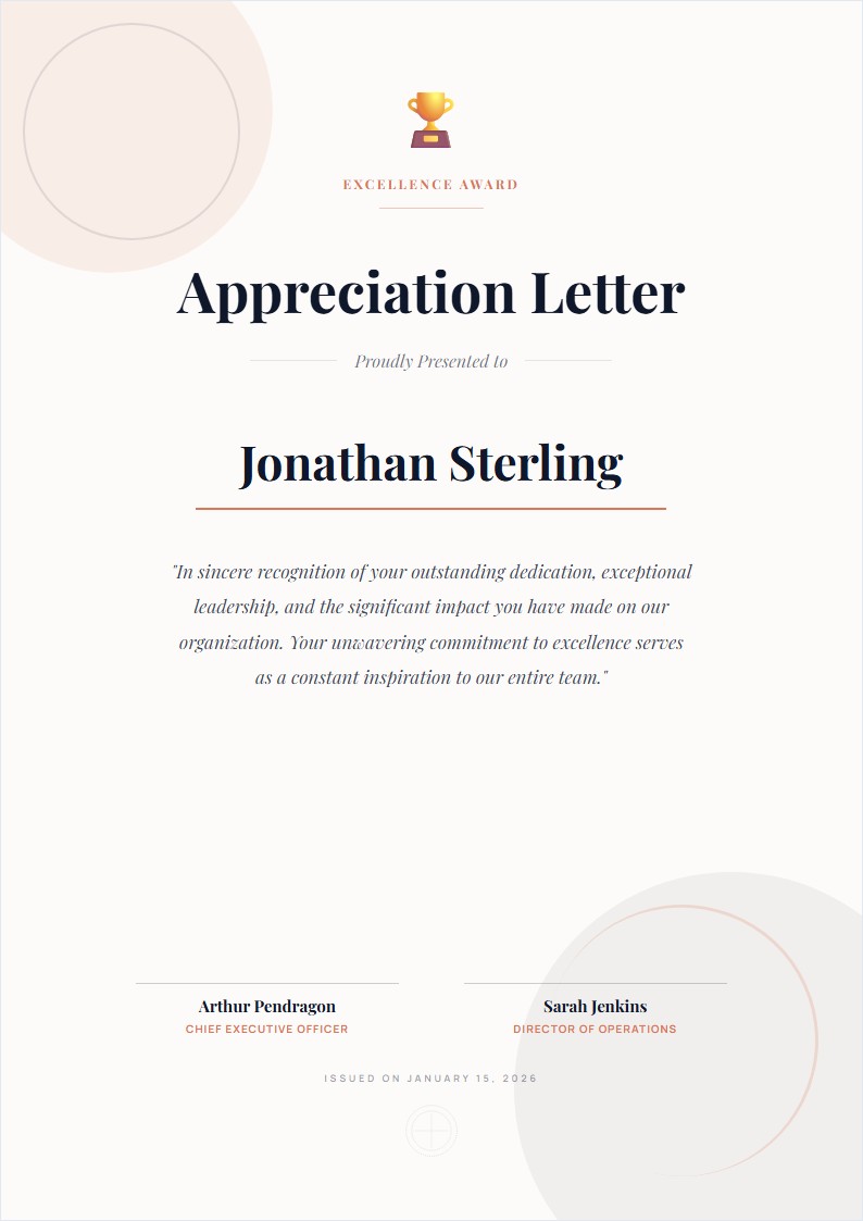 Service Recognition Appreciation - Appreciation Letter Template
