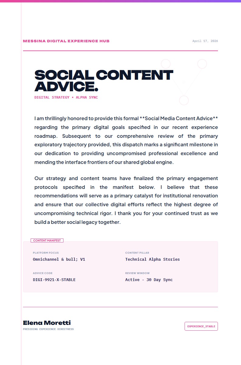 Social Media Strategy & Content Advice - Advice Letter