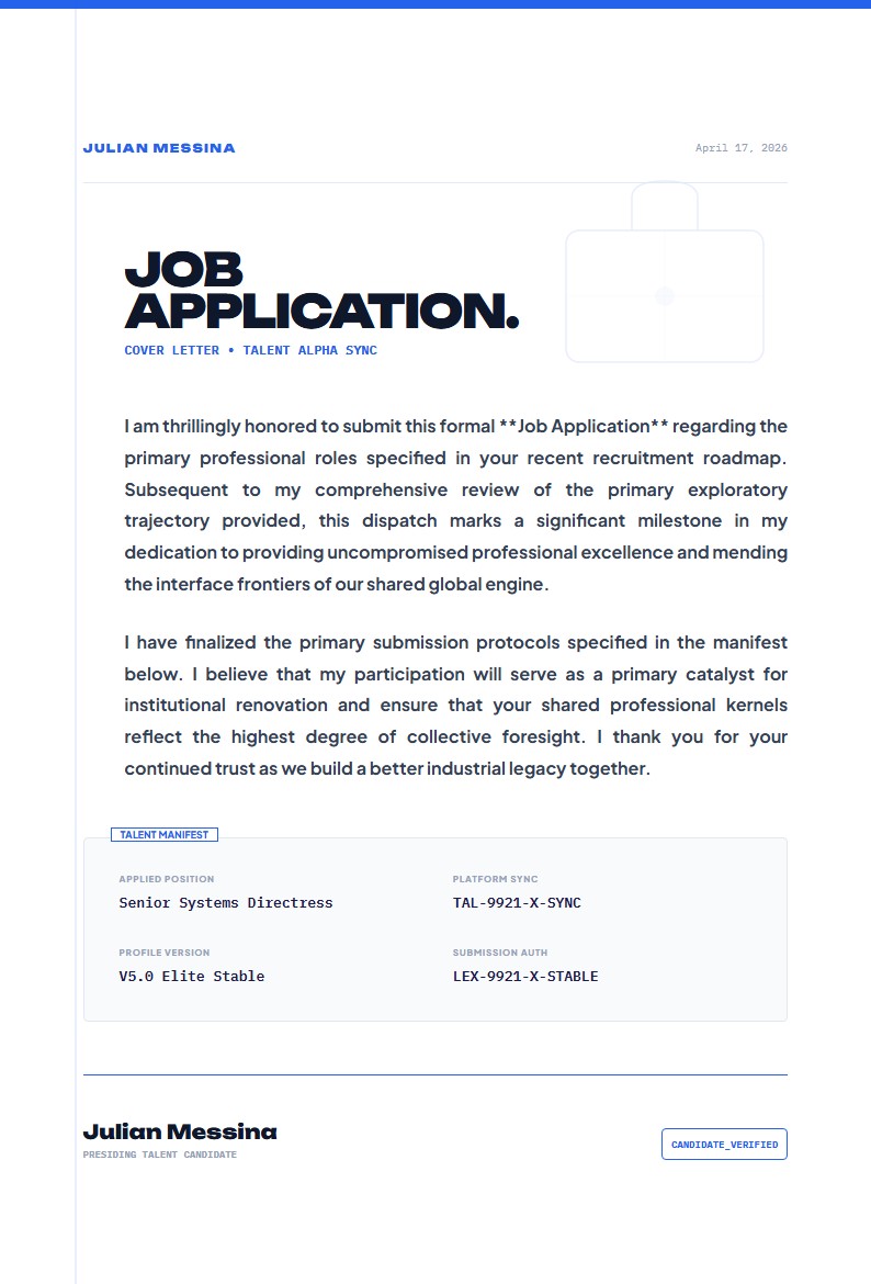 Standard Job Application (Cover Letter) - Application Letter