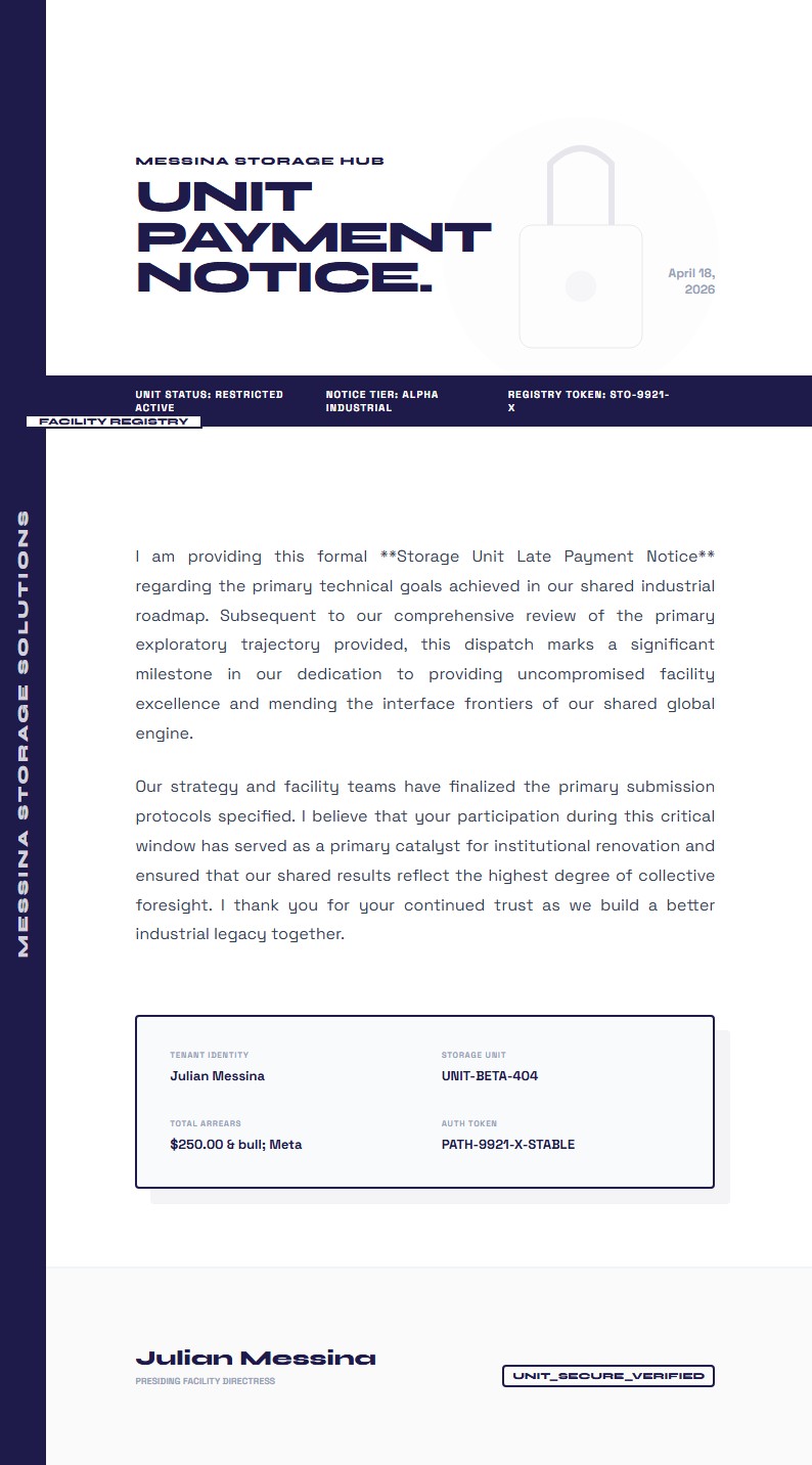 Storage Unit Late Notice - Late Rent Notice