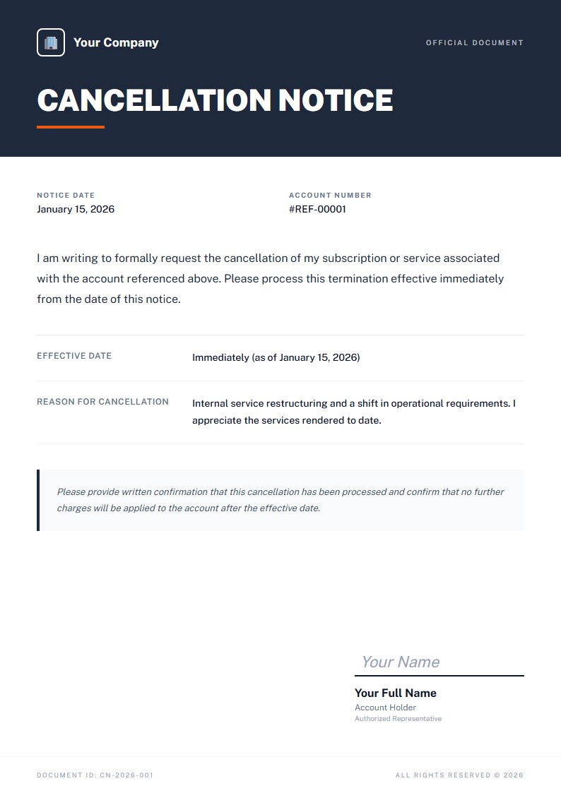 Surat Berhenti Langganan - Surat Pembatalan