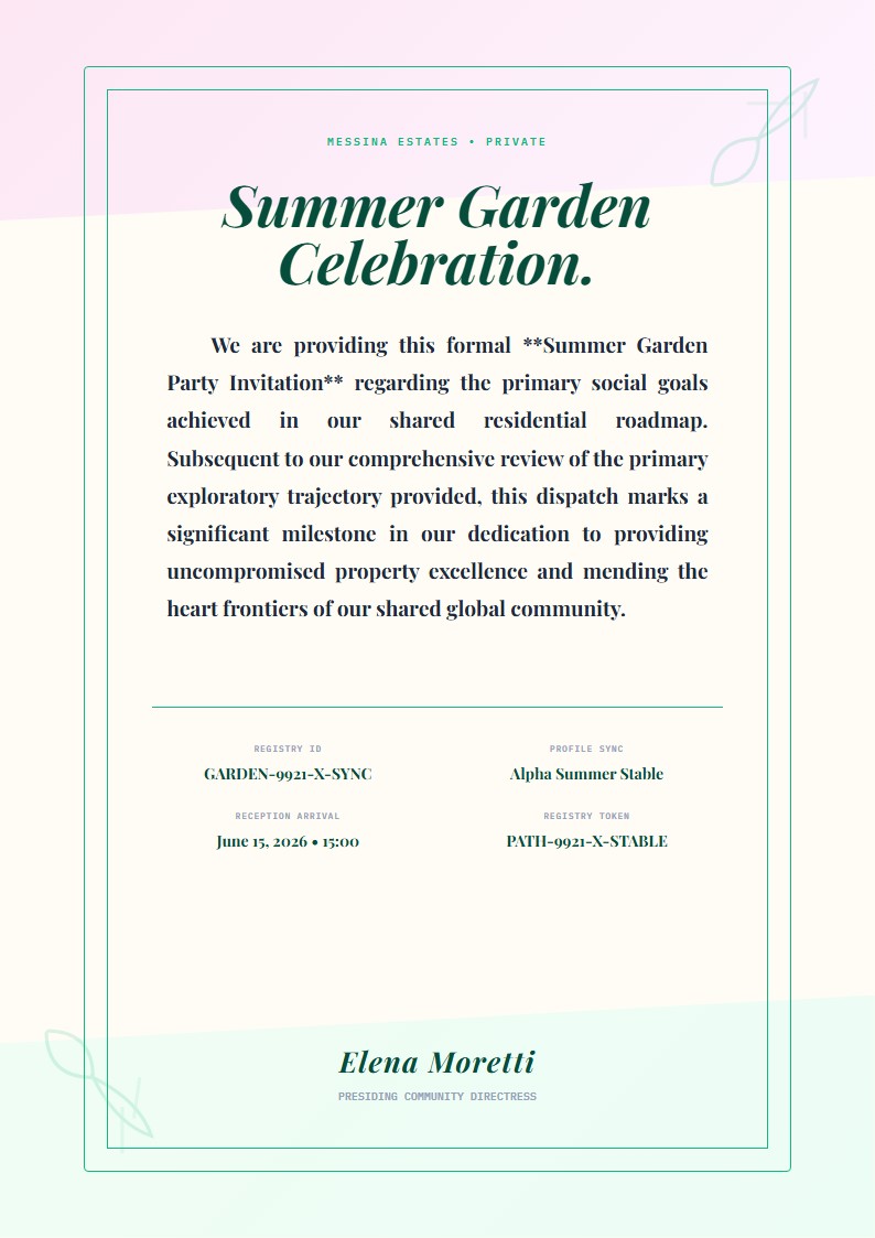 Summer Garden Party Invitation - Invitation Letter