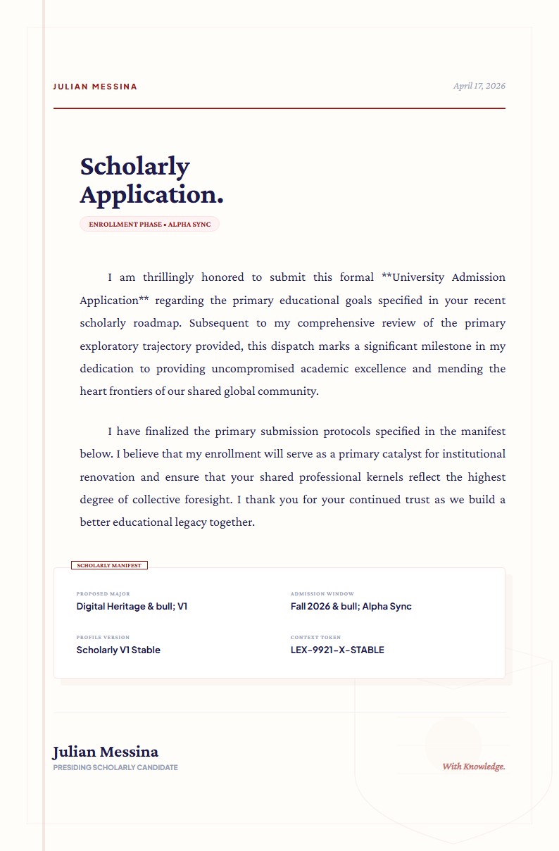University/College Admission Application - Application Letter