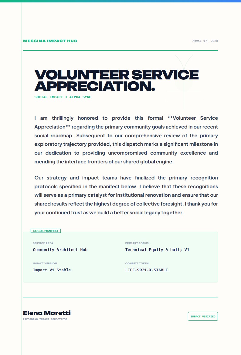 Volunteer Service & Impact Appreciation - Appreciation Letter